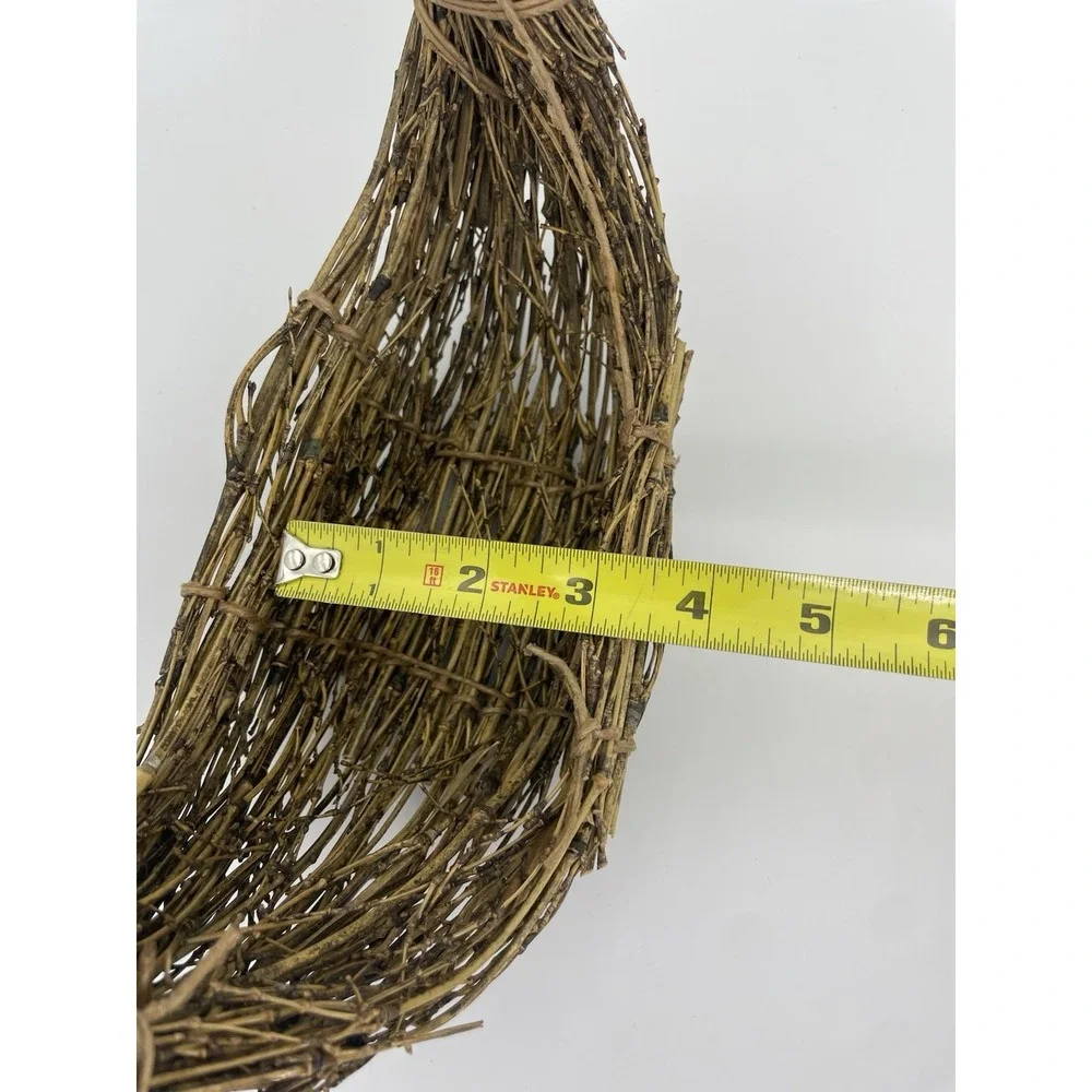 Vtg Woven Nest Wall Basket with Hang Loop Rustic Farmhouse Boho Decor Storage